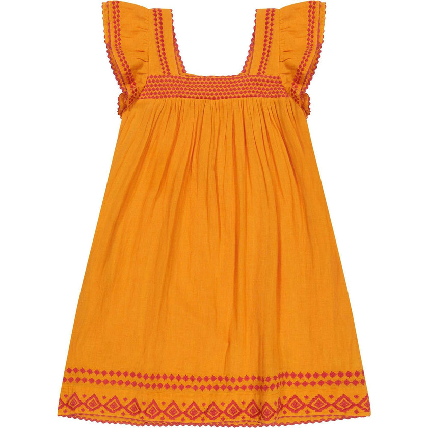 Mini Sandrine Women's Dress Sunkist Embroidery, Orange