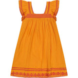 Mini Sandrine Women's Dress Sunkist Embroidery, Orange