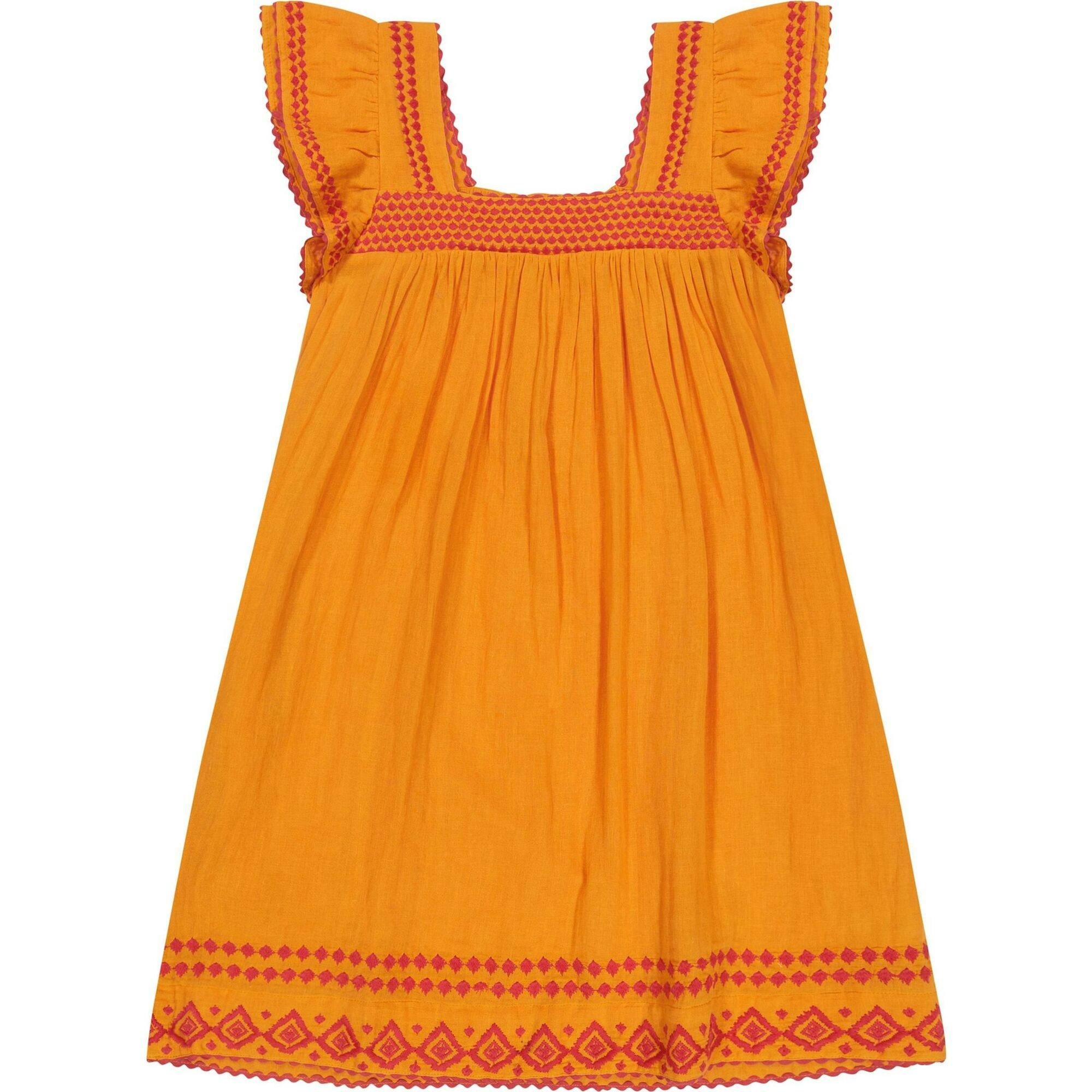 Mini Sandrine Women's Dress Sunkist Embroidery, Orange
