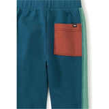 Colorblock Stripe-Out Elastic Waist Drawstring Pocket Joggers, Blue