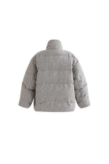 Gray Puffer Jacket with High Collar