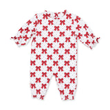 Festive Bows - Long Sleeve Ruffle Collar Romper