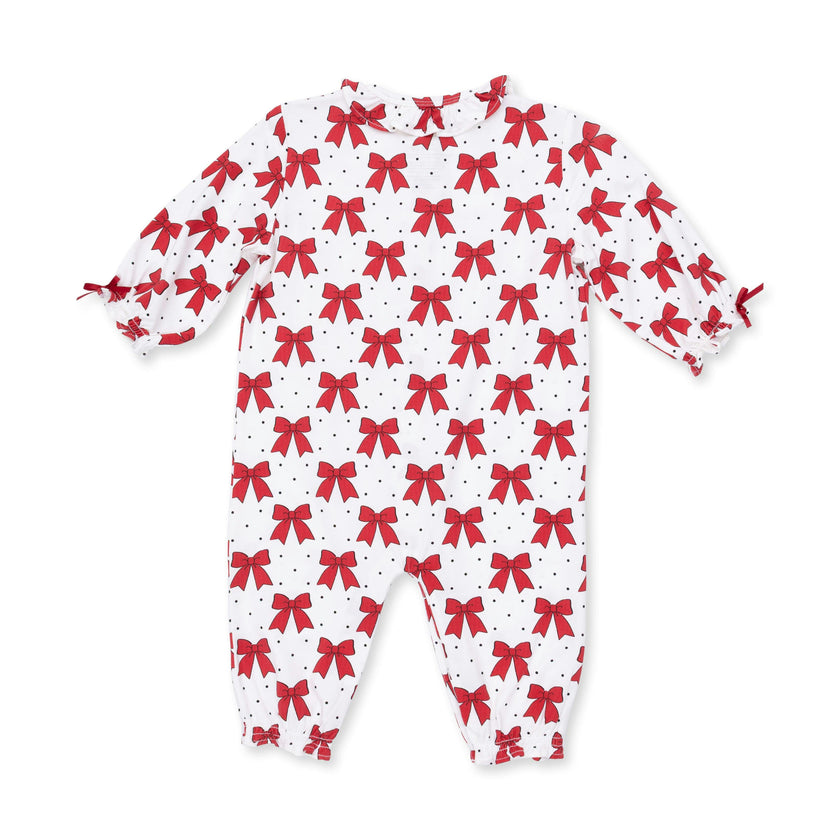 Festive Bows - Long Sleeve Ruffle Collar Romper
