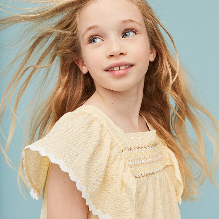 Seersucker Smocked Girl Blouse
