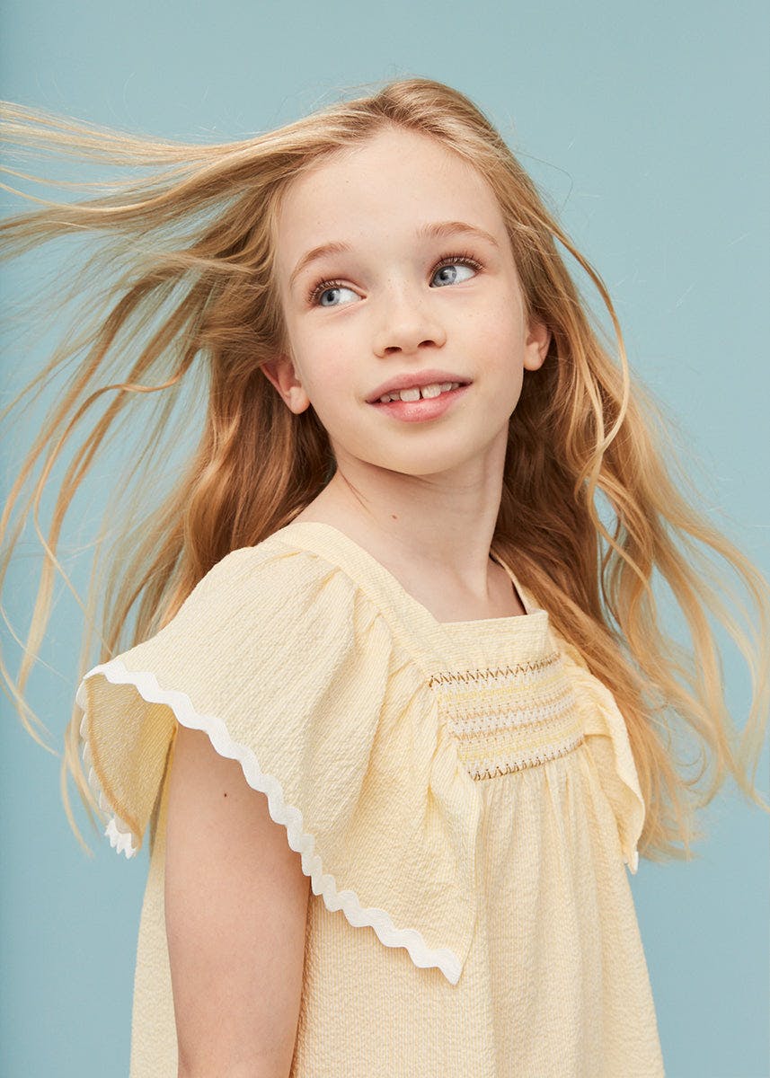 Seersucker Smocked Girl Blouse