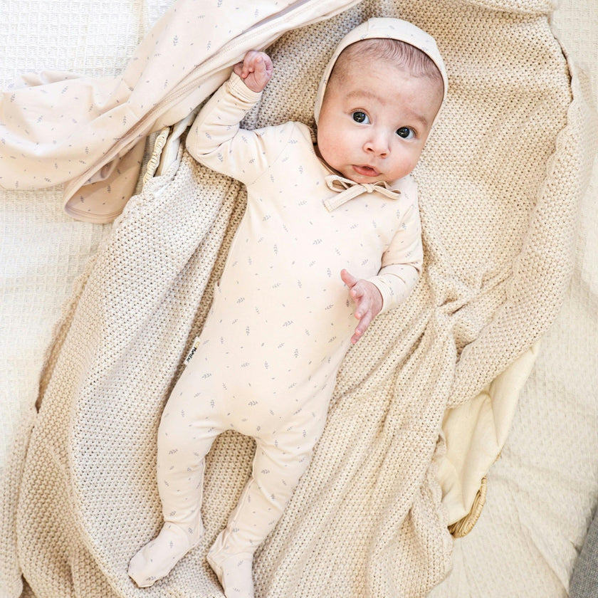 Elegant Leaves Footie and Beanie Set