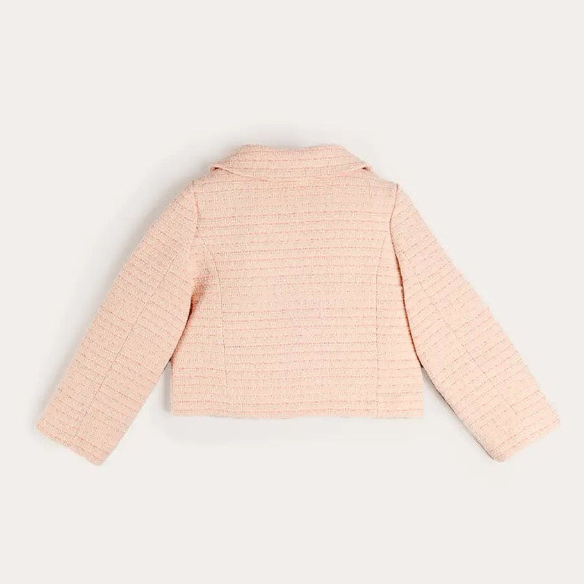 Brighton Boucle Tweed Peter Pan Collar Pocket Detail Jacket in Pink (4-12yrs)