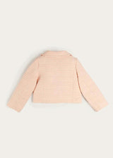 Brighton Boucle Tweed Peter Pan Collar Pocket Detail Jacket in Pink (4-12yrs)