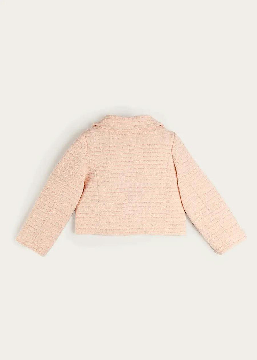 Brighton Boucle Tweed Peter Pan Collar Pocket Detail Jacket in Pink (4-12yrs)
