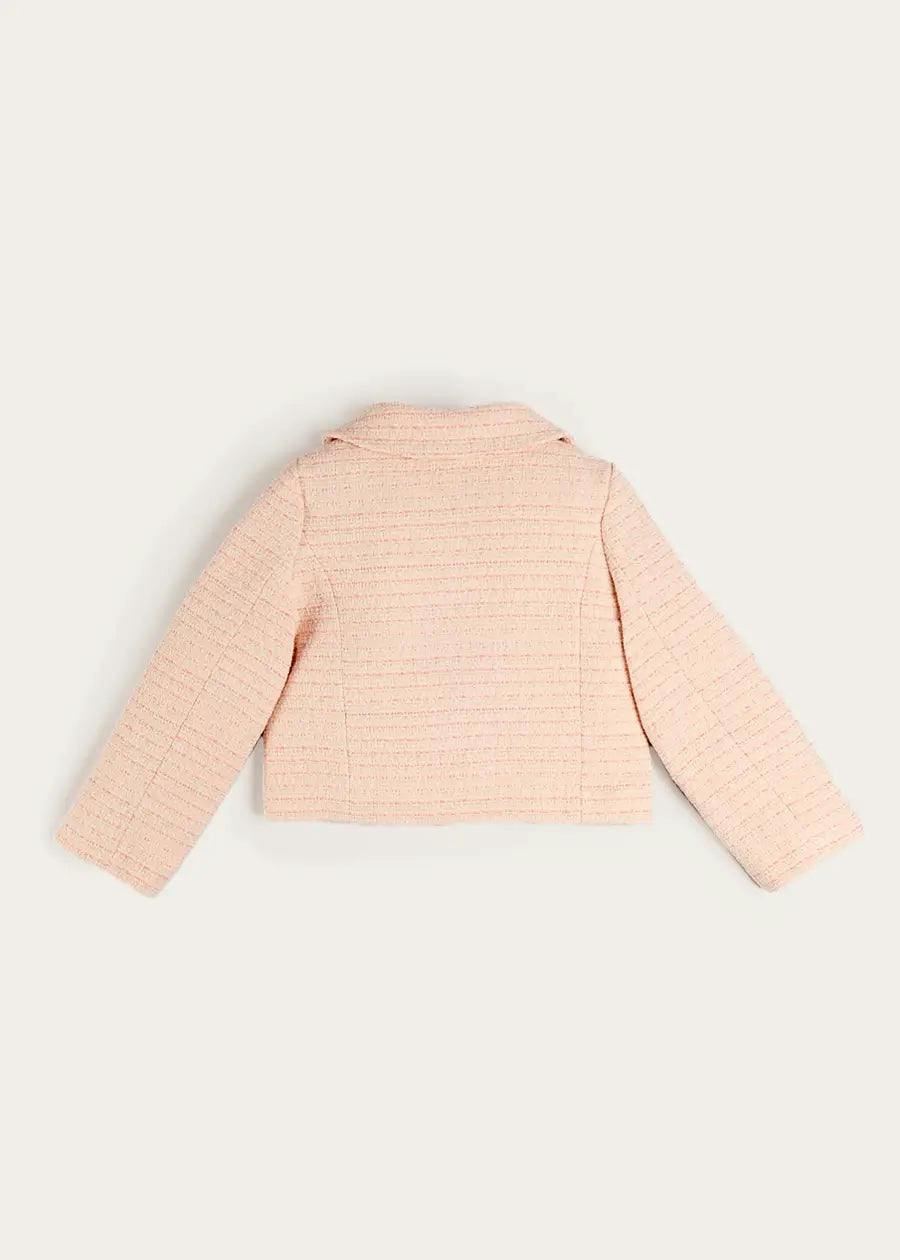 Brighton Boucle Tweed Peter Pan Collar Pocket Detail Jacket in Pink (4-12yrs)