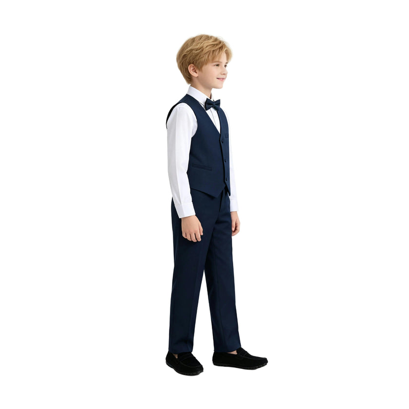 Navy Serge Formal Vest & Bow Tie Suit Set