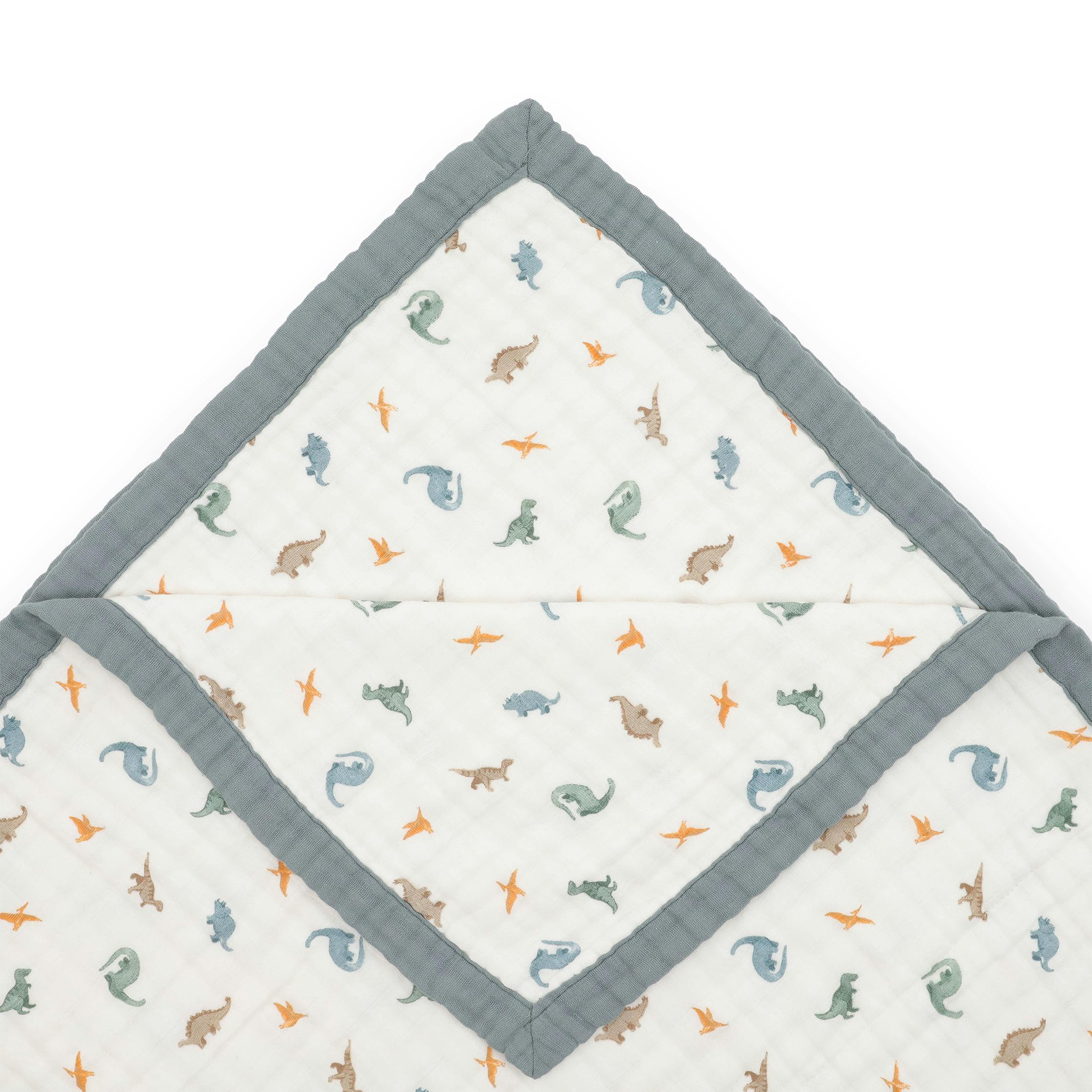 Organic Cotton Muslin Quilted Throw - Little Dino