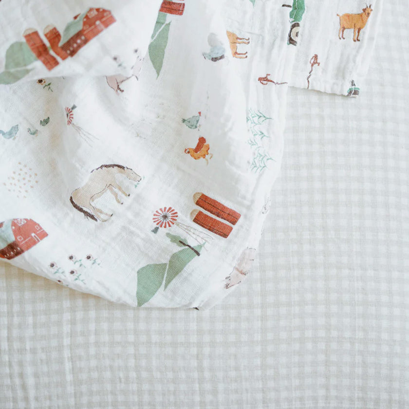 Cotton Muslin Crib Sheet - Tan Gingham