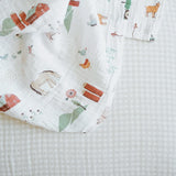 Cotton Muslin Crib Sheet - Tan Gingham