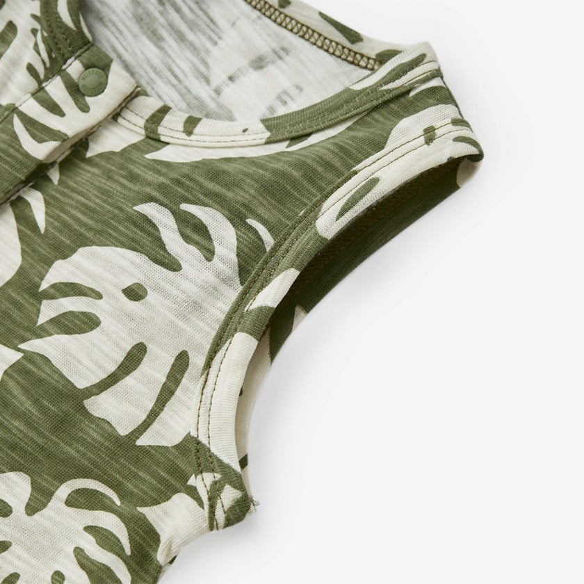 Island Leaf Silhouette Slub Cotton Sleeveless Jumper