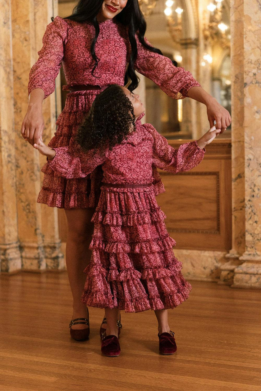 Mini Samantha Dress in Garnet Merry Ditsy