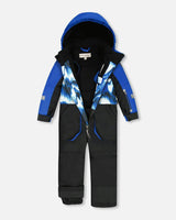 One-Piece Play Snowsuit with Print and Colorblocking