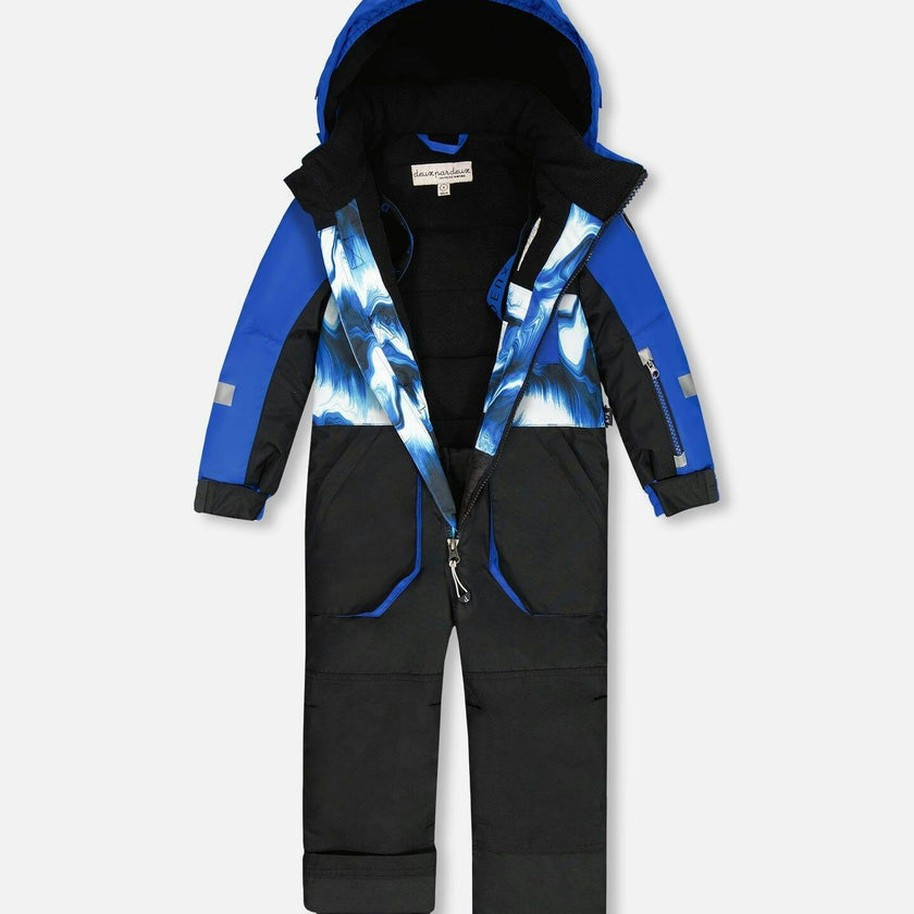 One-Piece Play Snowsuit with Print and Colorblocking