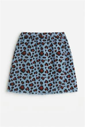 Corduroy Leopard Printed Wrap Skirt