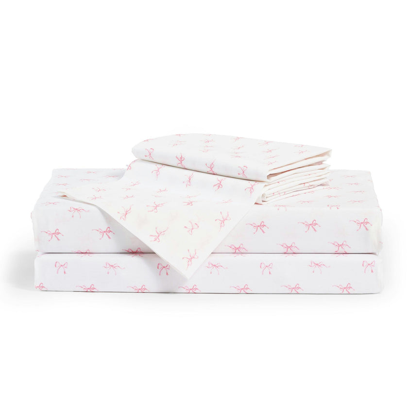 Luxe Premium Percale Bed Sheets in Blushing Bows