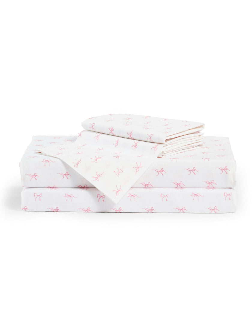 Luxe Premium Percale Bed Sheets in Blushing Bows