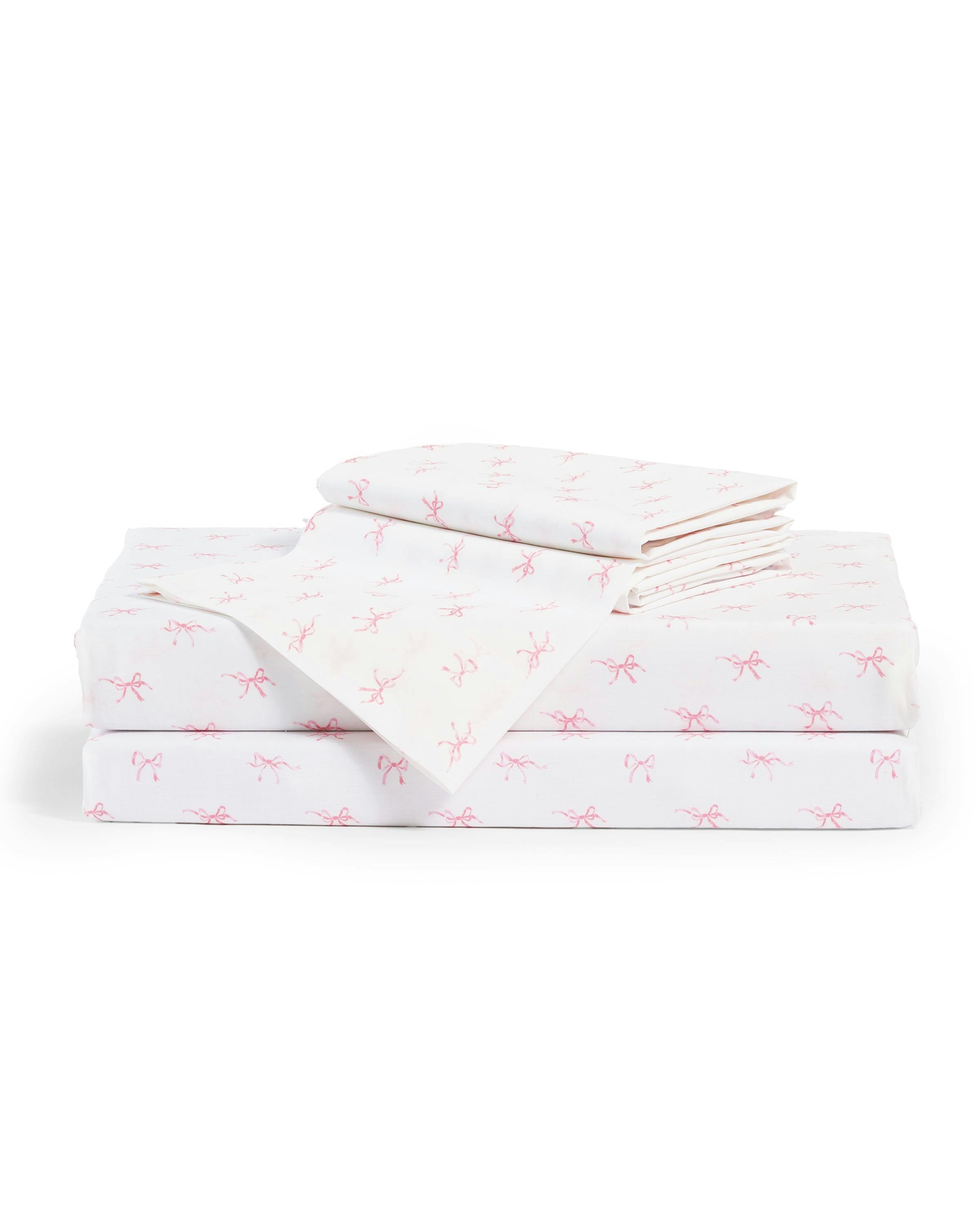 Luxe Premium Percale Bed Sheets in Blushing Bows