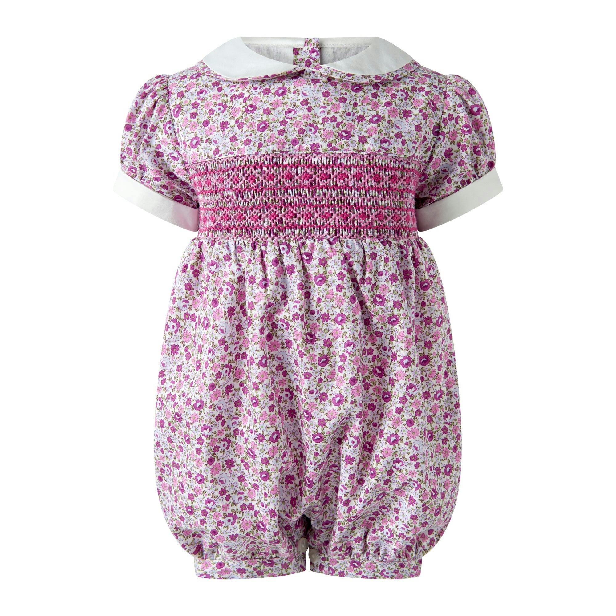 Purple Ditsy Floral Smocked Babysuit