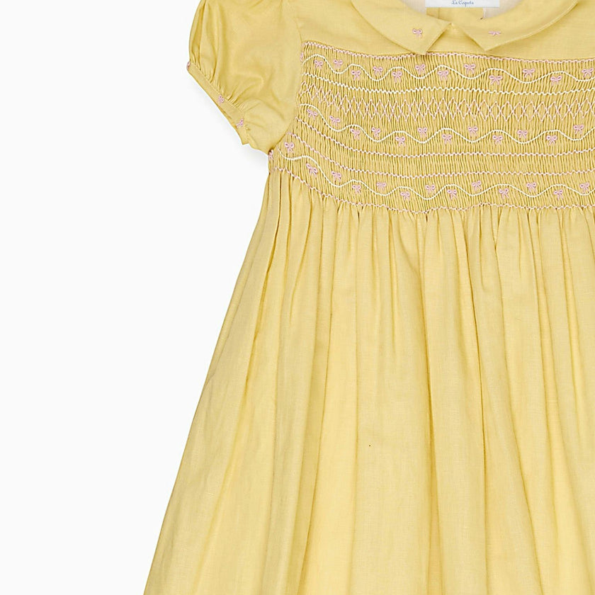 Nicky Hilton x La Coqueta Lemon Dolly Girl Hand-Smocked Dress