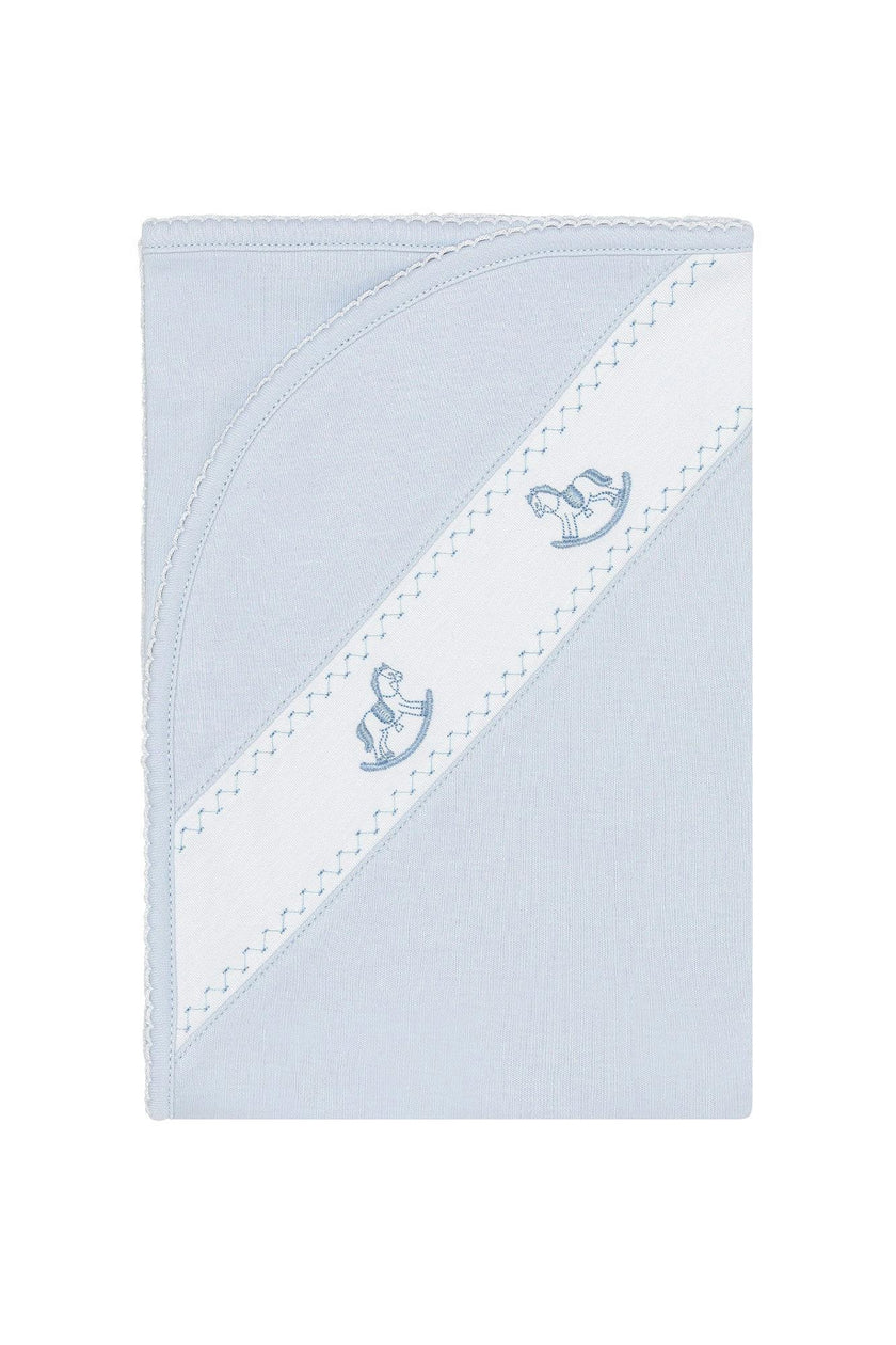 Blue Rocking Horse Embroidered Blanket
