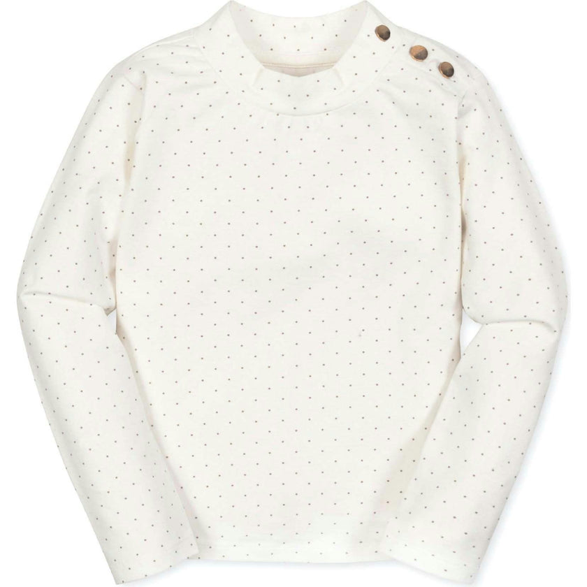Organic Long Sleeve Mock Neck Knit Top, White