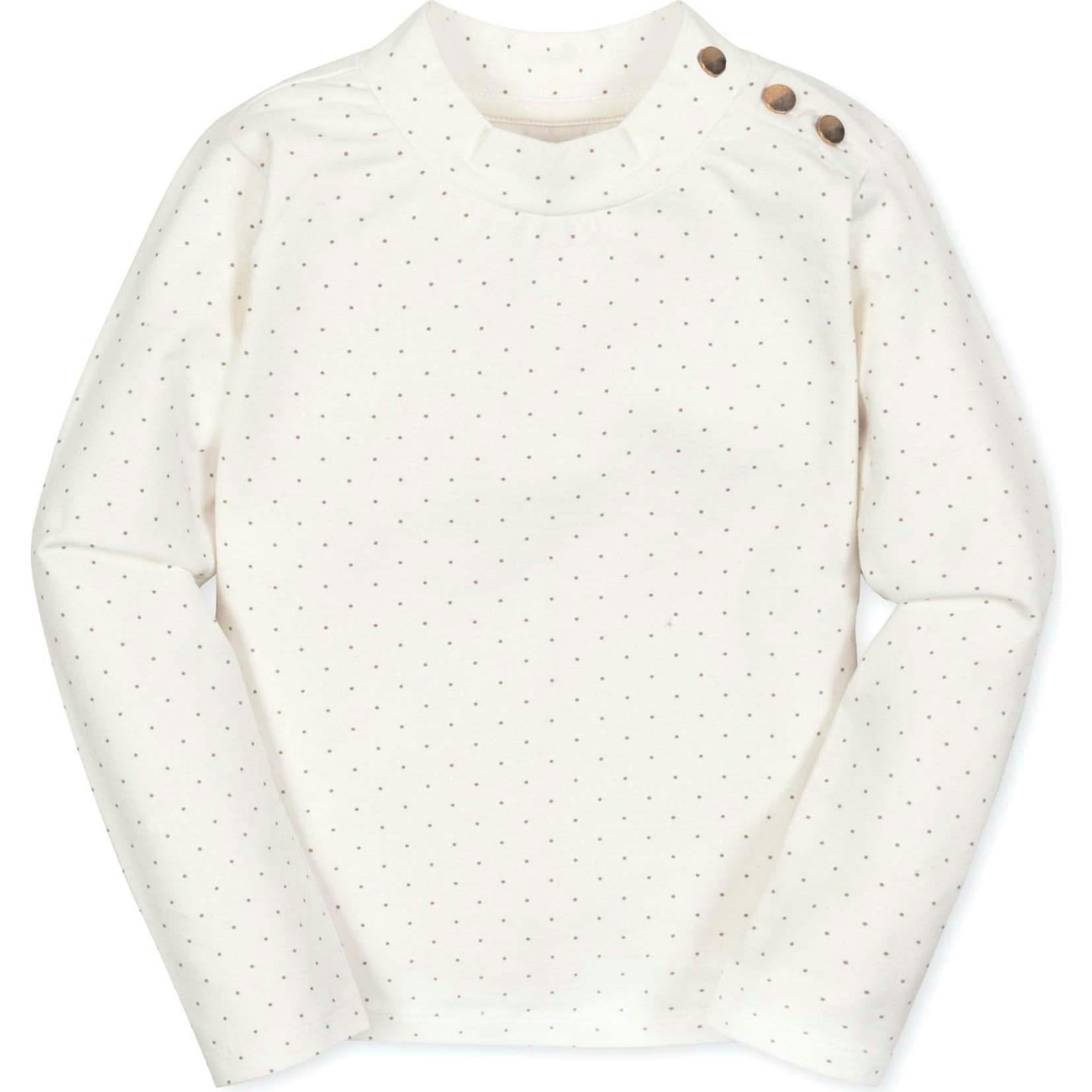 Organic Long Sleeve Mock Neck Knit Top, White