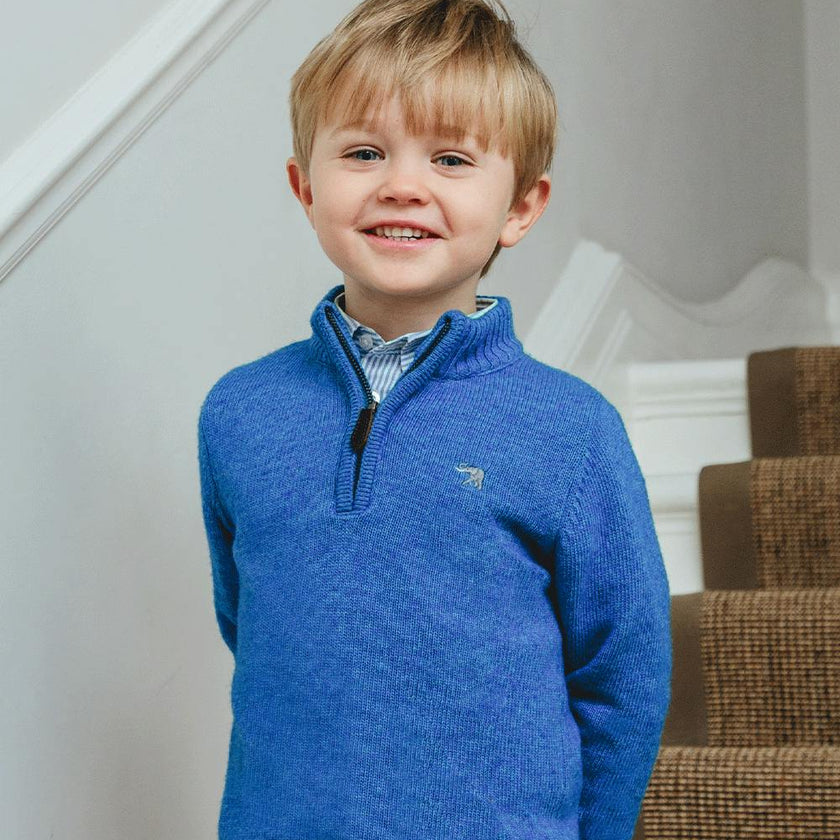 Calum Half-Zip Sweater in Sky Blue