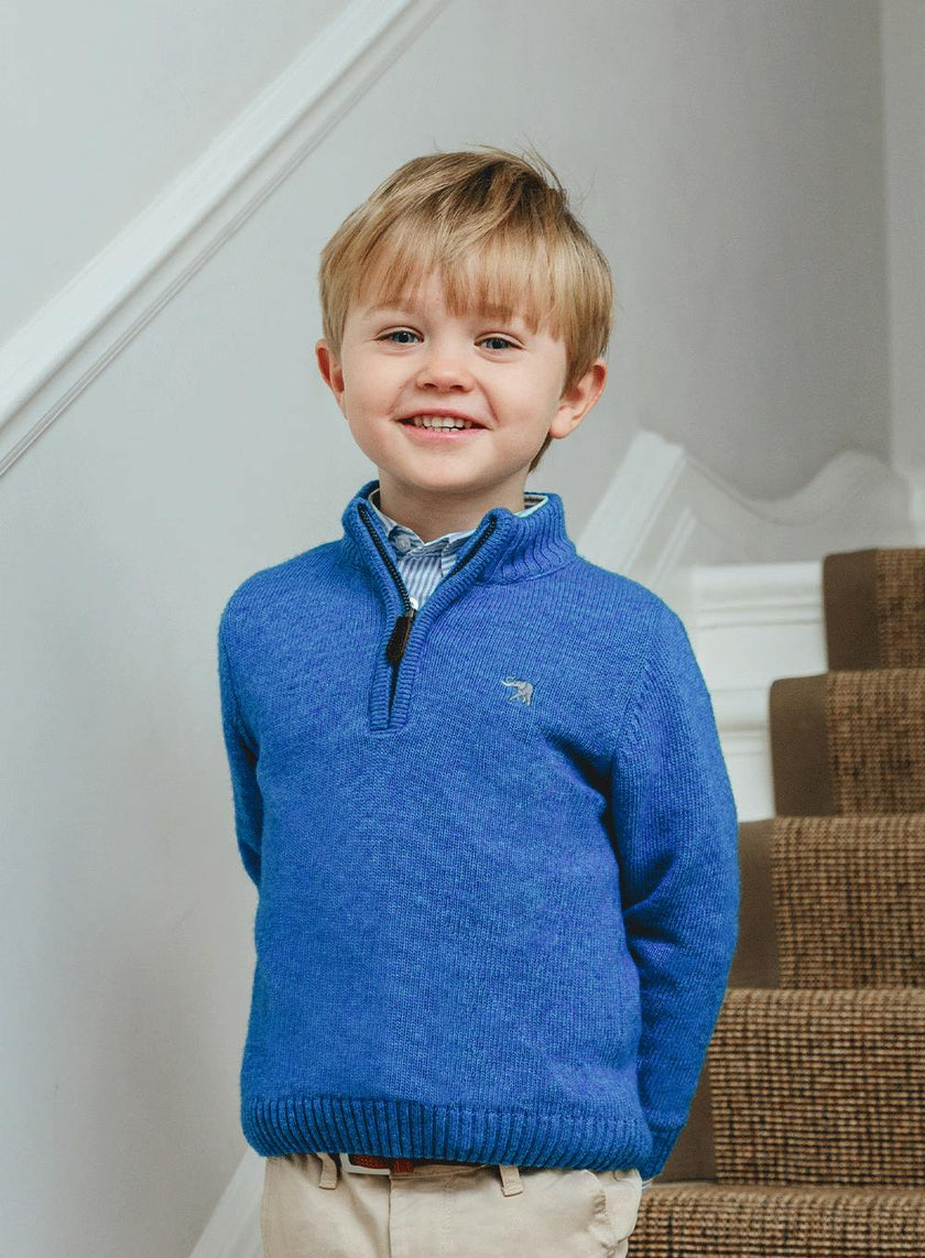 Calum Half-Zip Sweater in Sky Blue