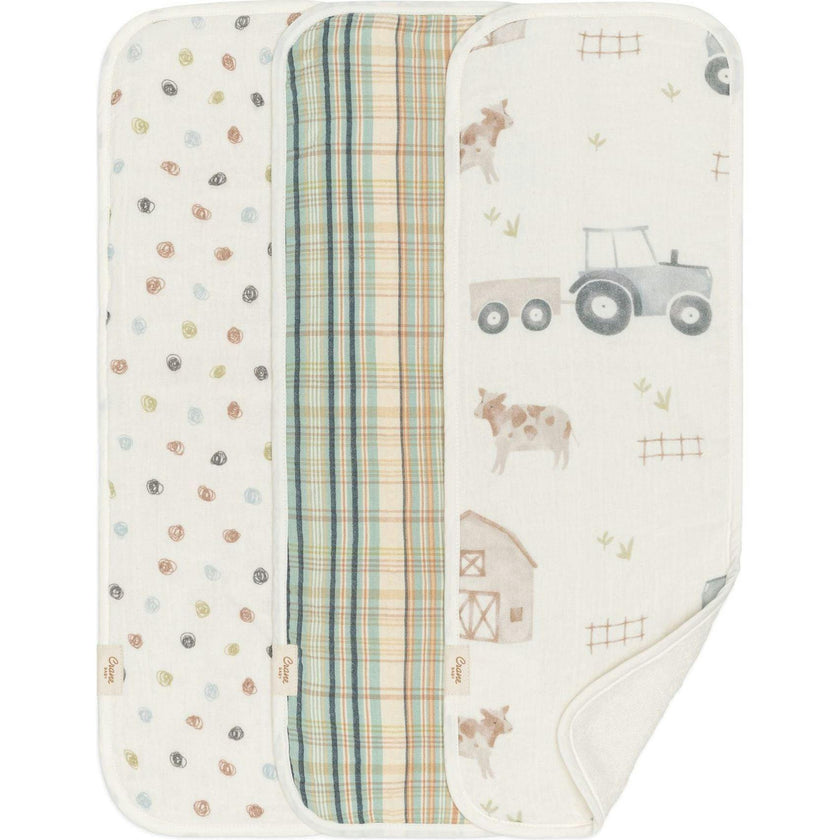 Charlie 3-pc. Farmhouse Tractor Newborn Baby Burp Cloth Set