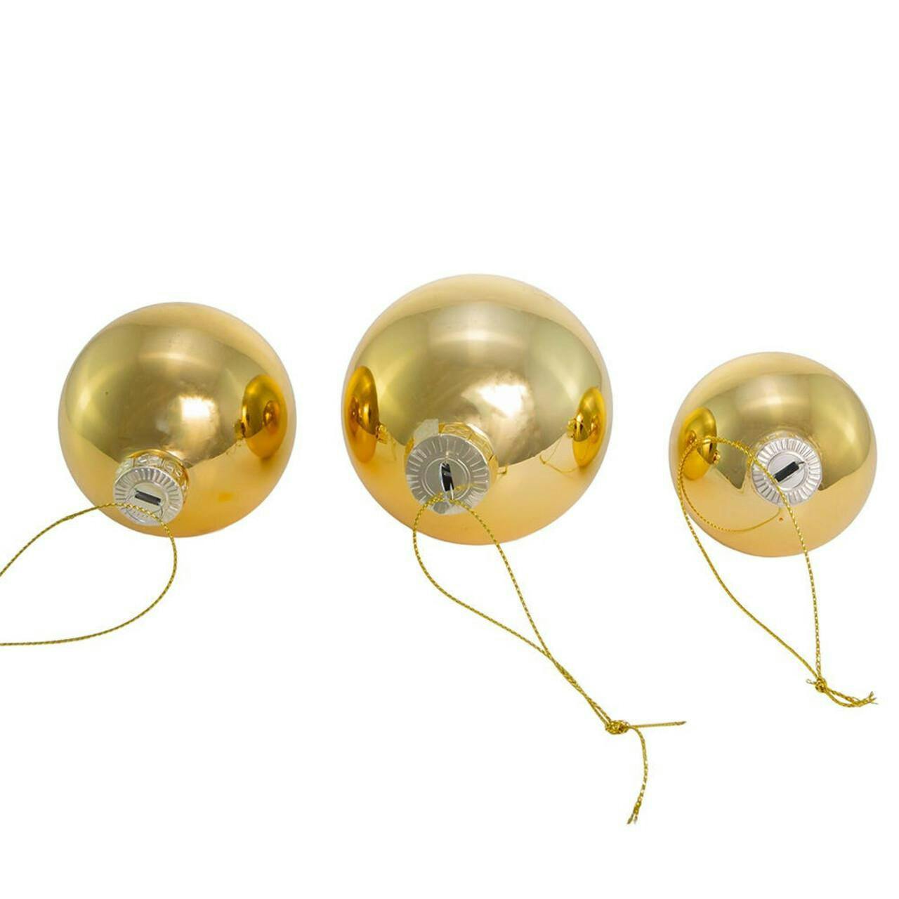 Kurt Adler 60-80MM Shiny Gold Glass Ball Ornaments, 20-Piece Set