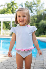 Cap Sleeve Rash Guard Tankini With Flower