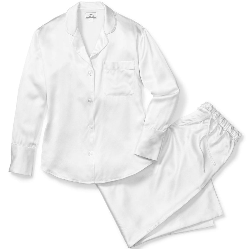 Women's Silk Pajama Set in White