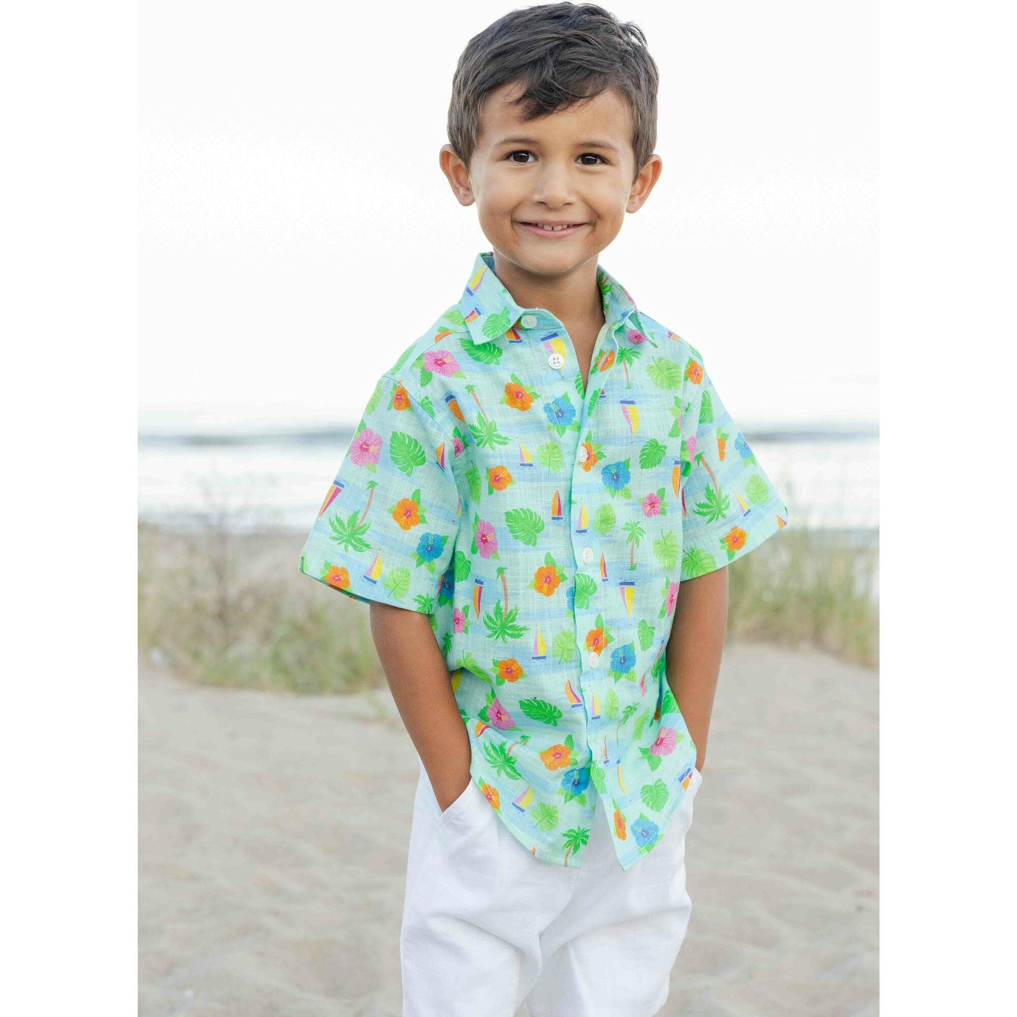 Printed Linen-Look Camp Shirt