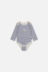Organic Cotton Onesie Blue Printed Stripes