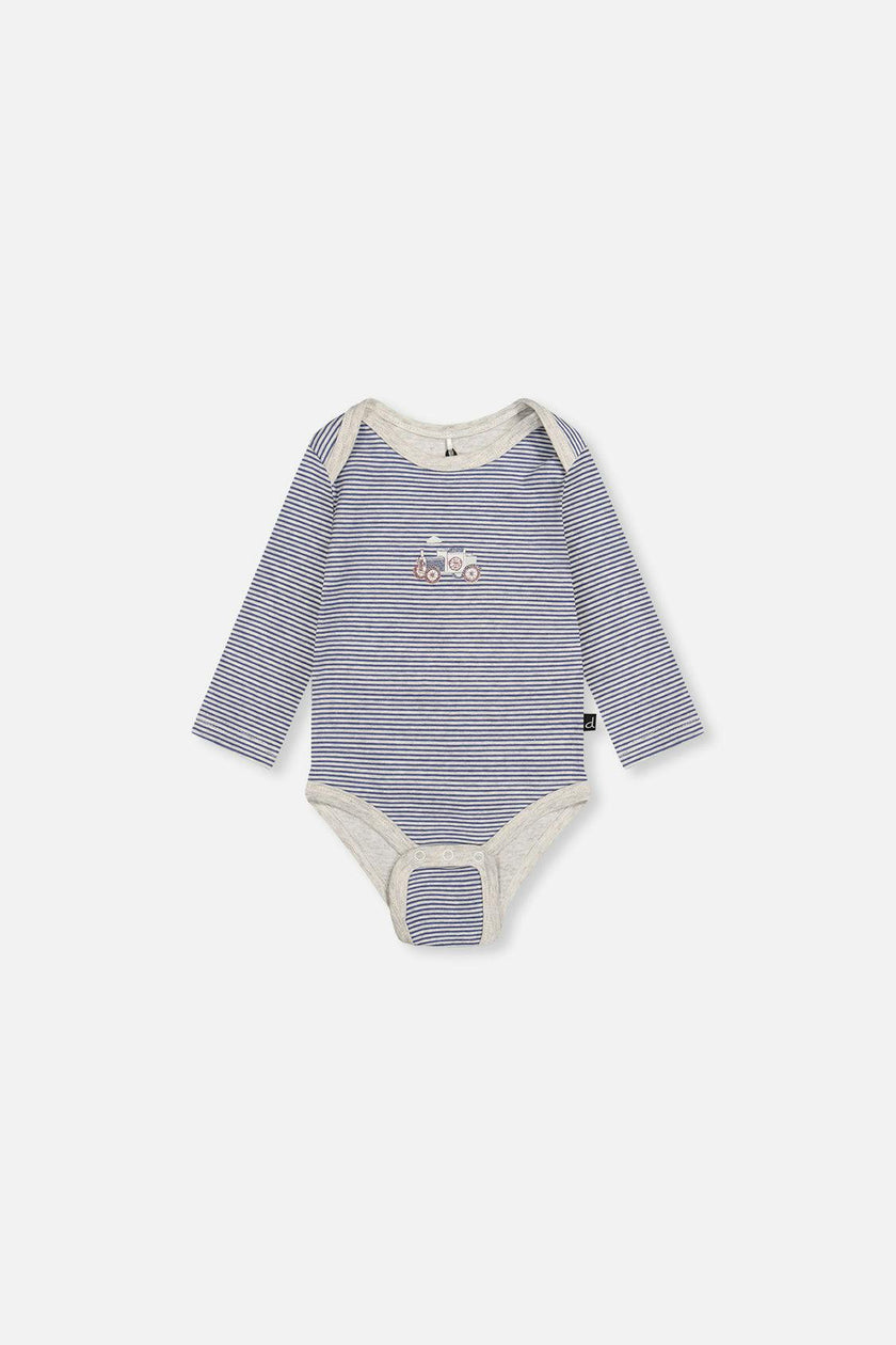 Organic Cotton Onesie Blue Printed Stripes
