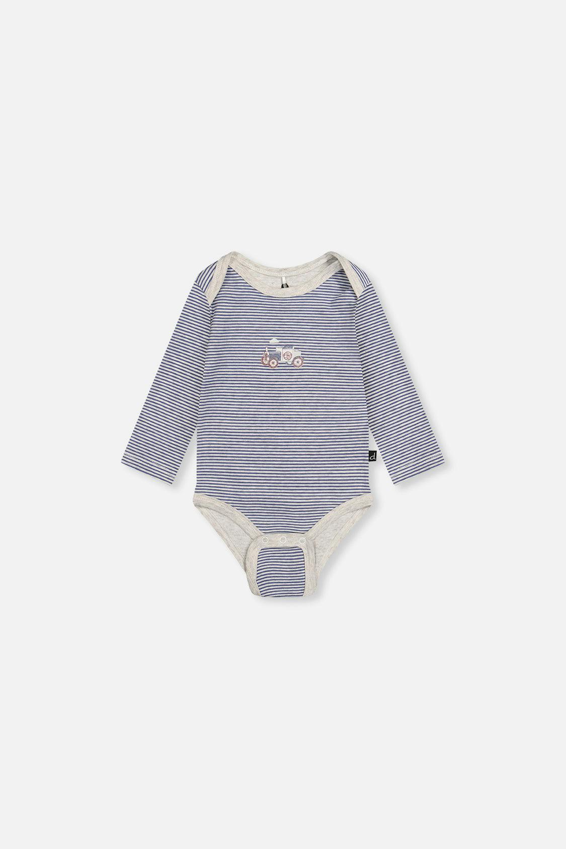 Organic Cotton Onesie Blue Printed Stripes