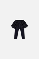 Baby Leggings With Integrated Tulle Skirt Dark Blue