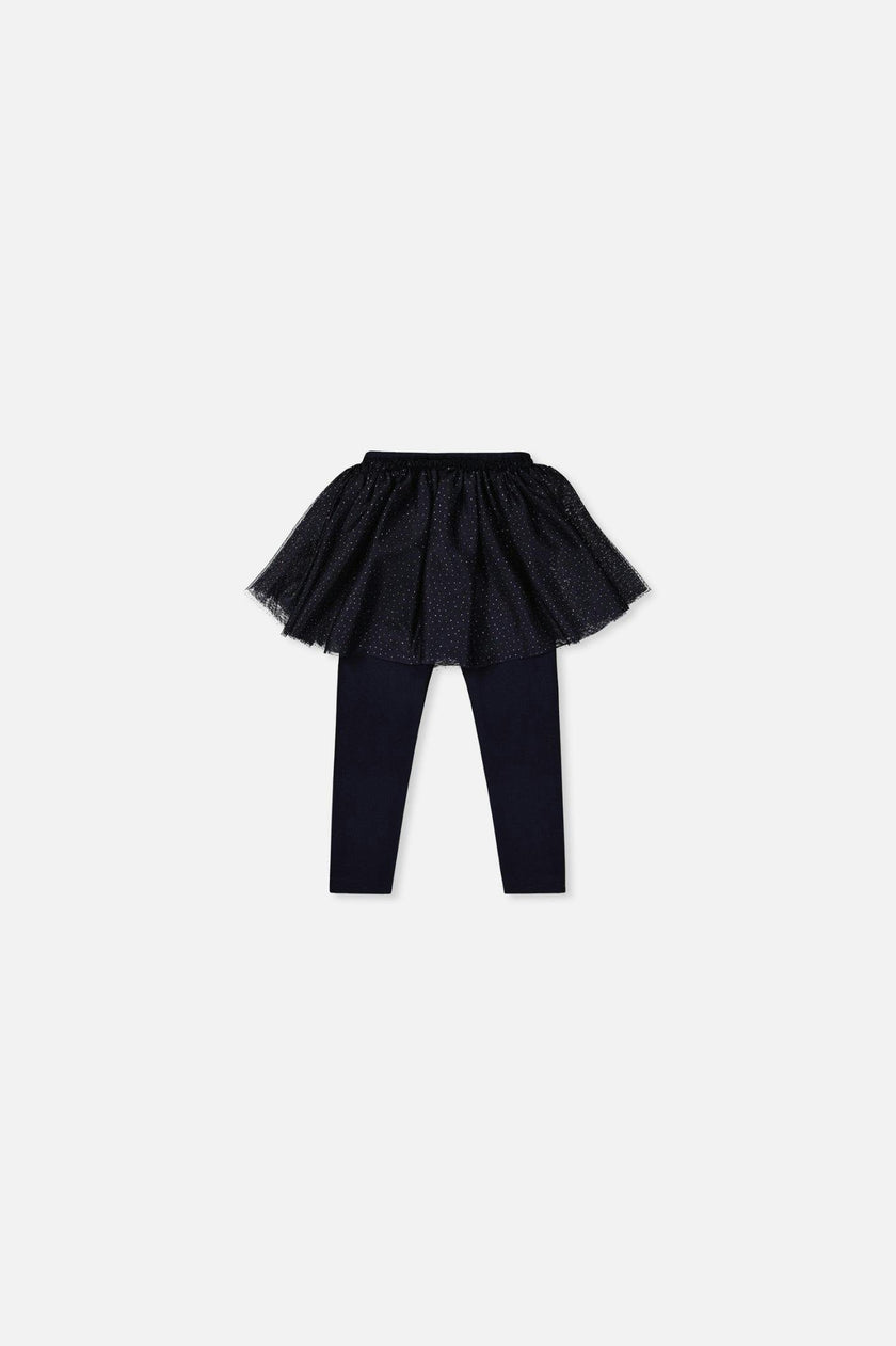 Baby Leggings With Integrated Tulle Skirt Dark Blue