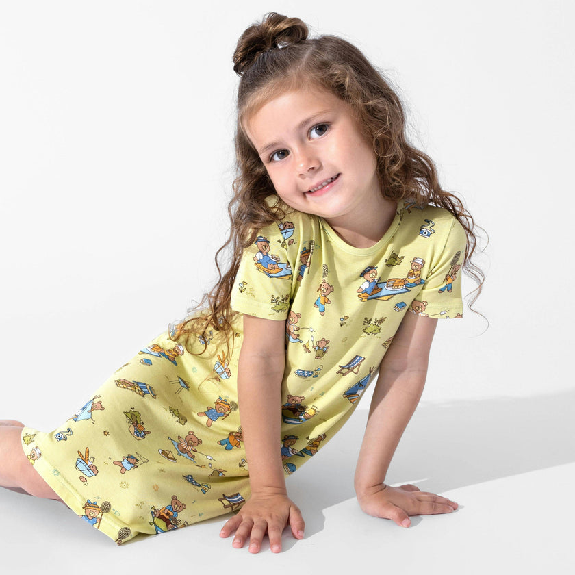 Teddy Picnic Girls' Short Sleeve Dress