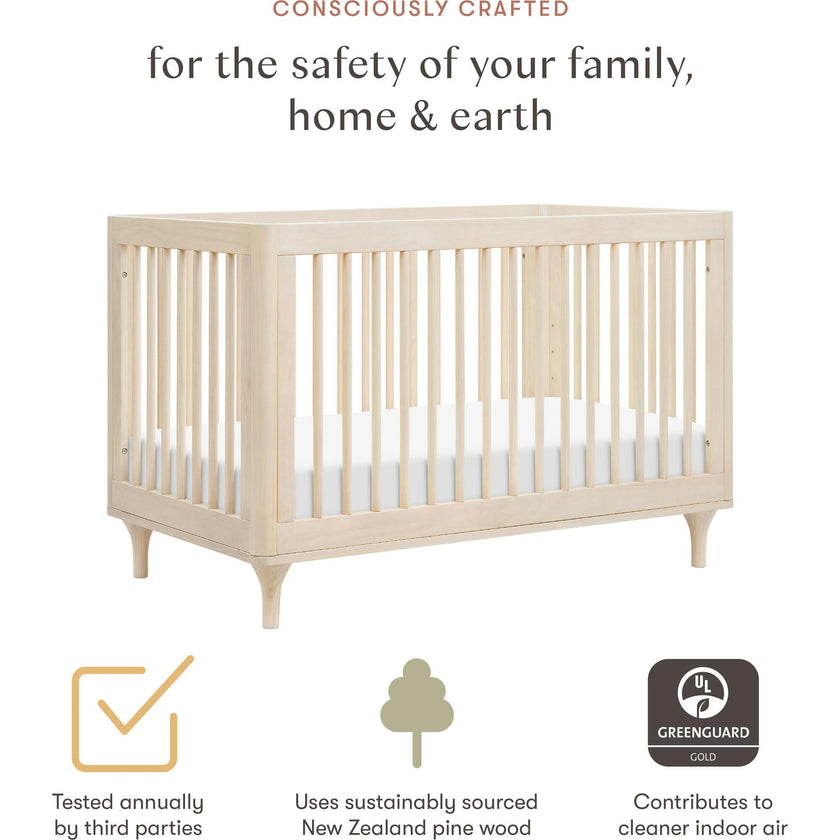 Lolly 3-in-1 Convertible Crib with Toddler Bed Conversion Kit in Washed Natural