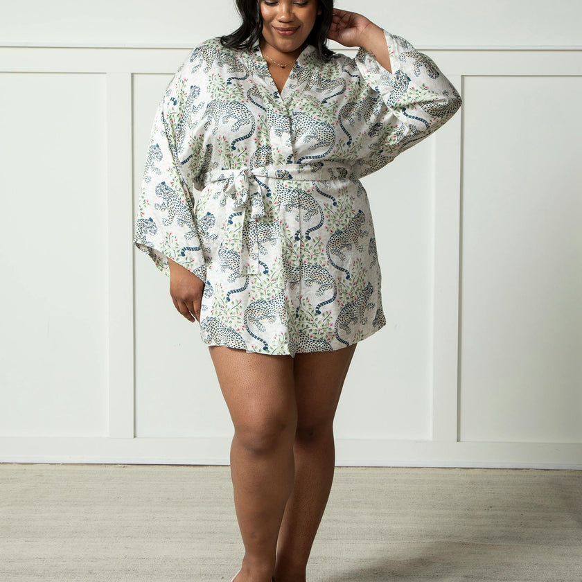 Bagheera - Eco Satin Glam Mini Robe - Wedding Cake