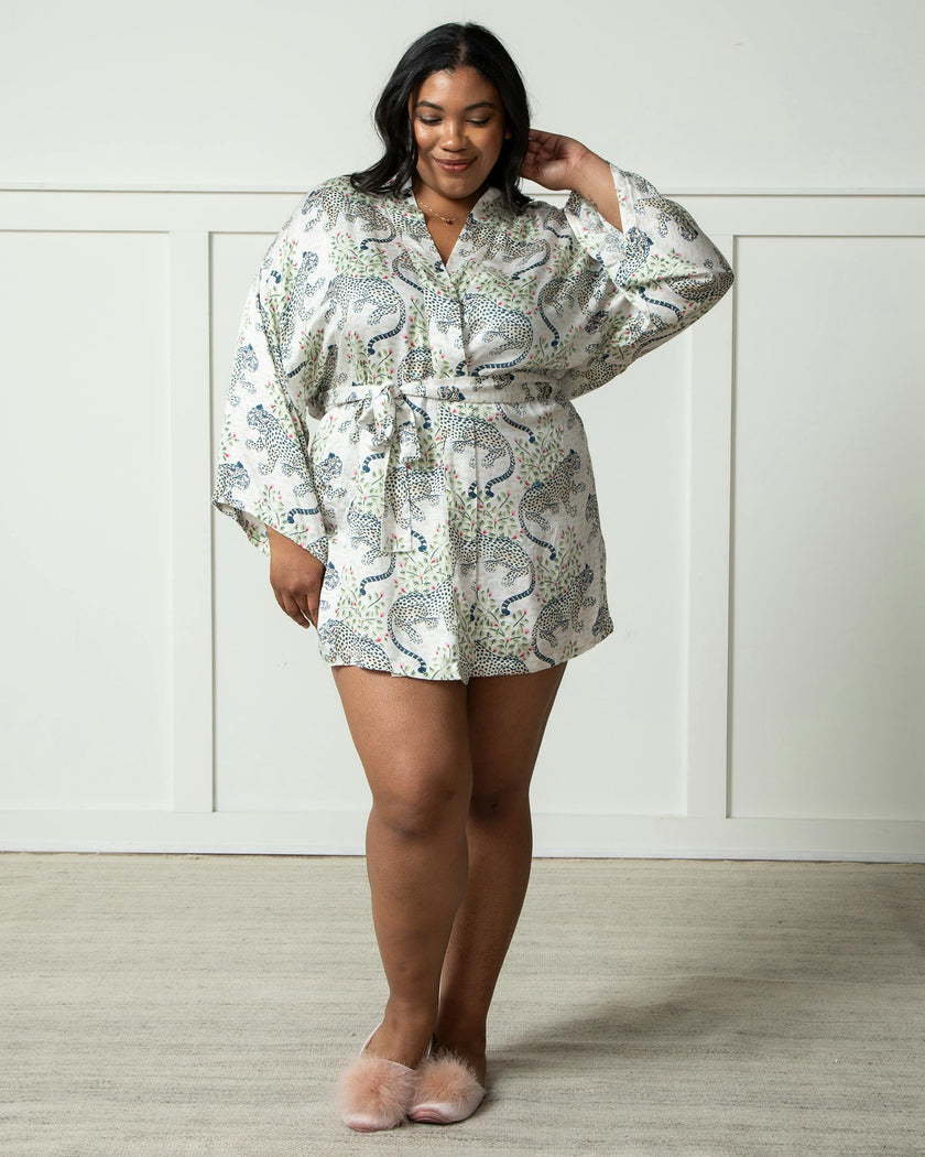 Bagheera - Eco Satin Glam Mini Robe - Wedding Cake