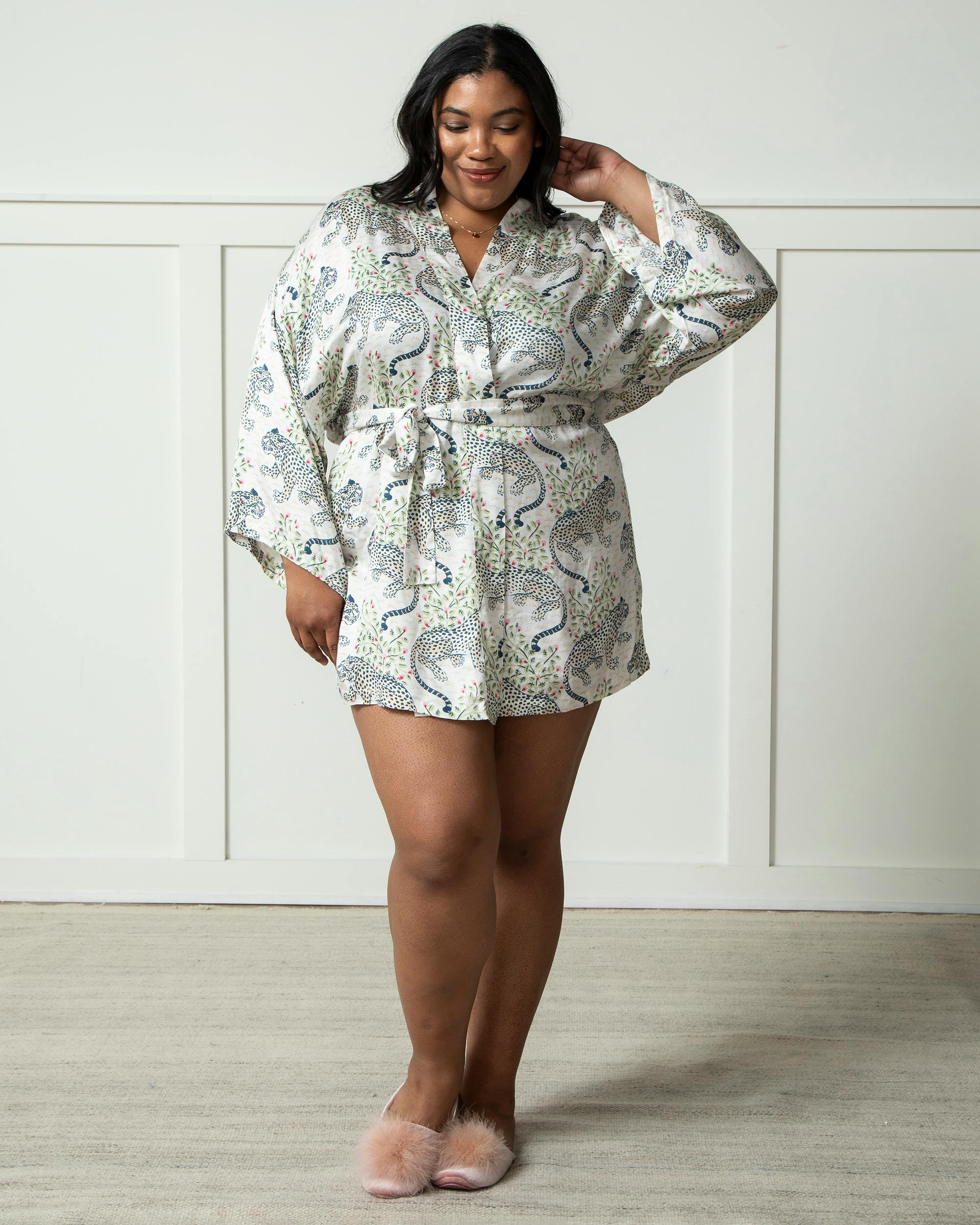 Bagheera - Eco Satin Glam Mini Robe - Wedding Cake