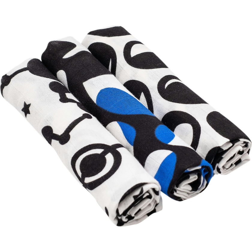 SKY PRINT MUSLIN 3-PACK - for newborn to 4 month old babies