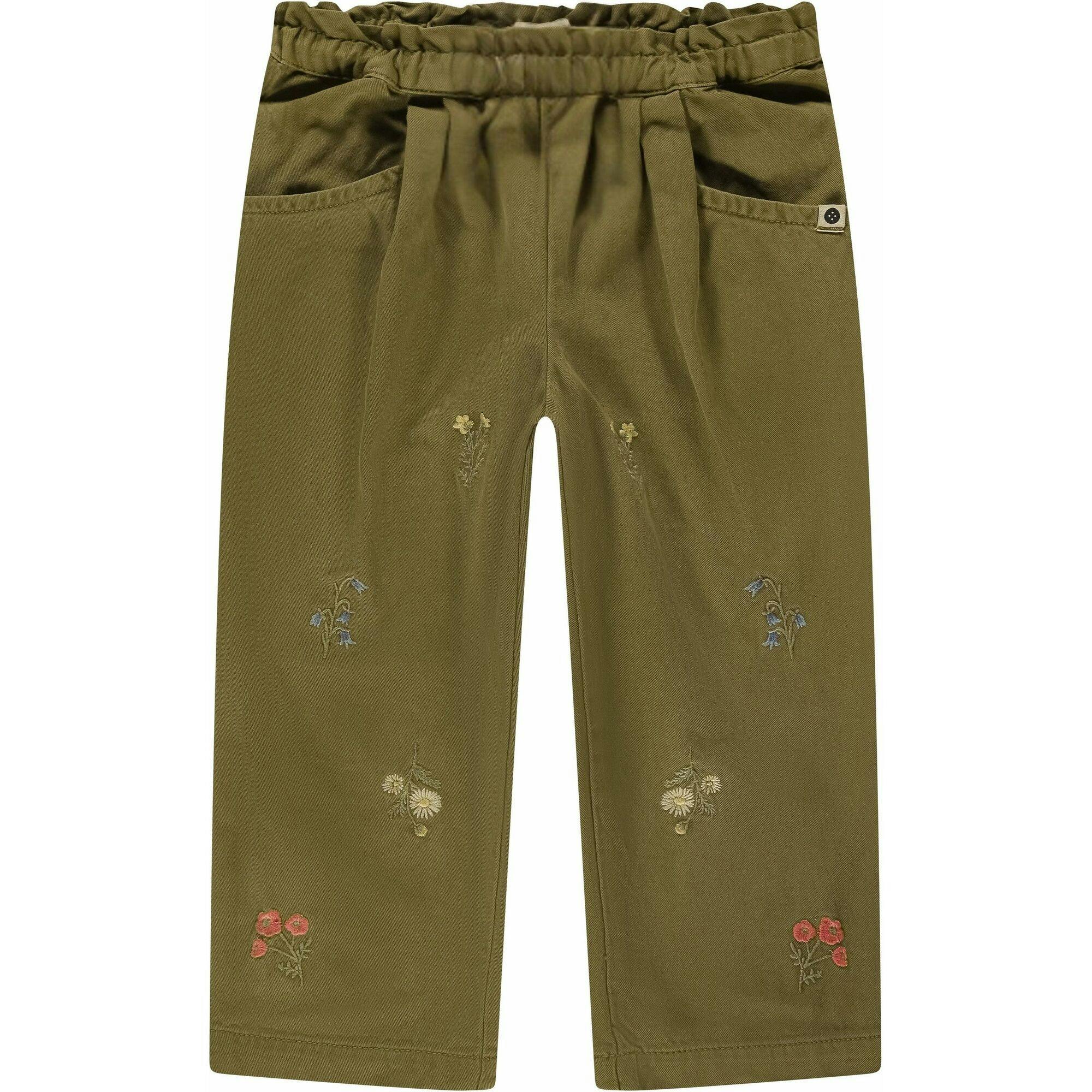 Embroidered Ruched Waist Pants